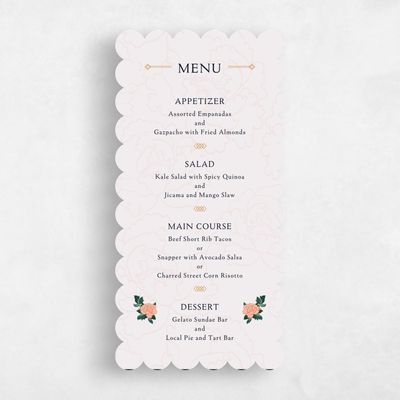 Pink Scalloped Wedding Menu - Joliette