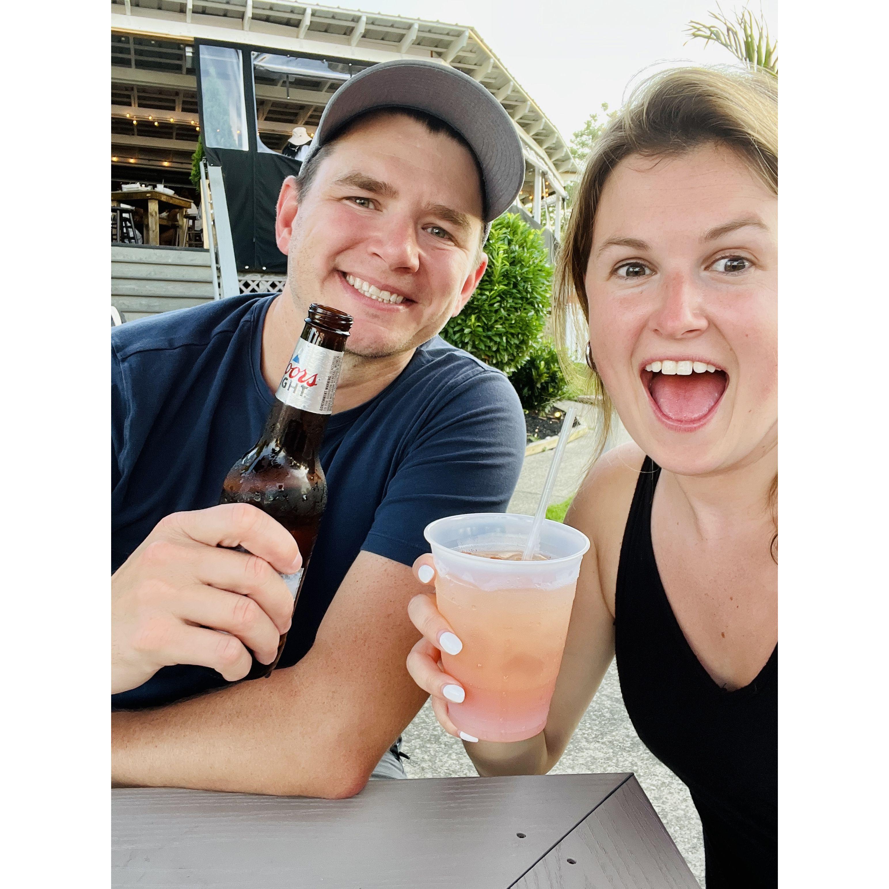 Celebrating their 1-year anniversary at Coconut Joe's, where they first met (2022)