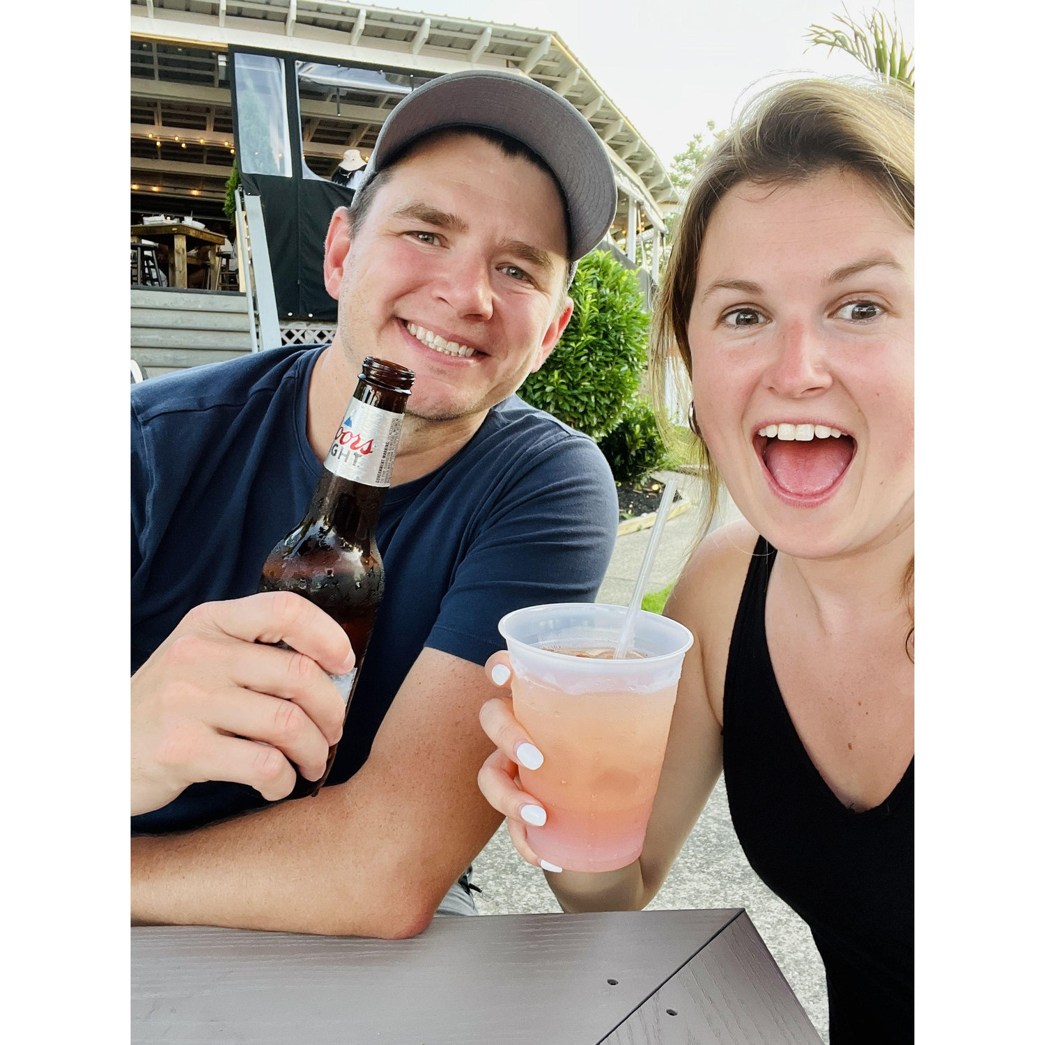 Celebrating their 1-year anniversary at Coconut Joe's, where they first met (2022)