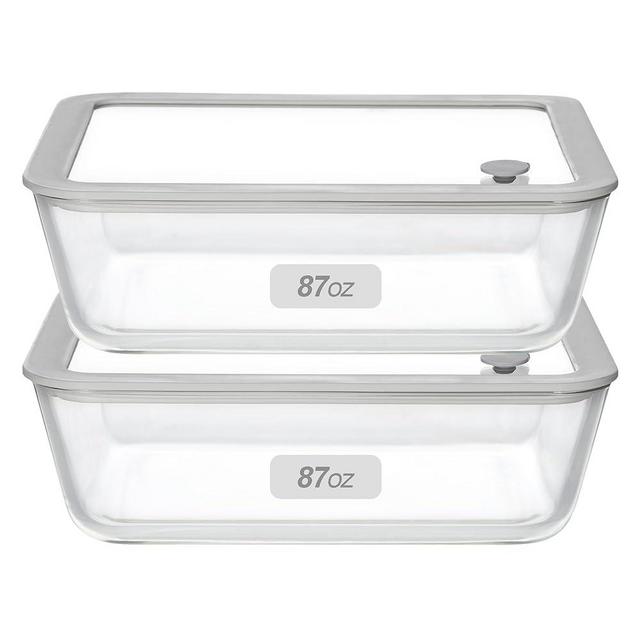 EcoEvo Glass Food Containers with Glass Lid, Microwave Safe Glass Food Storage Container Set, 2 Pack of 87oz, Large Size Airtight Glass Containers with Leak Proof Lids, Meal Prep Glass containers