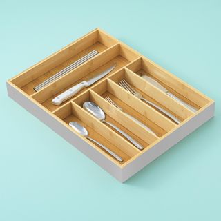 7-Compartment Bamboo Drawer Organizer