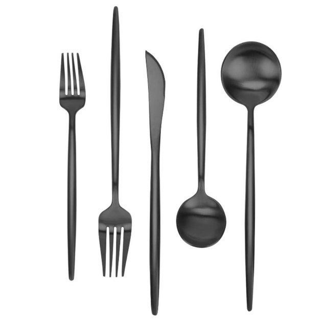 Fameware Matte Black Silverware Set