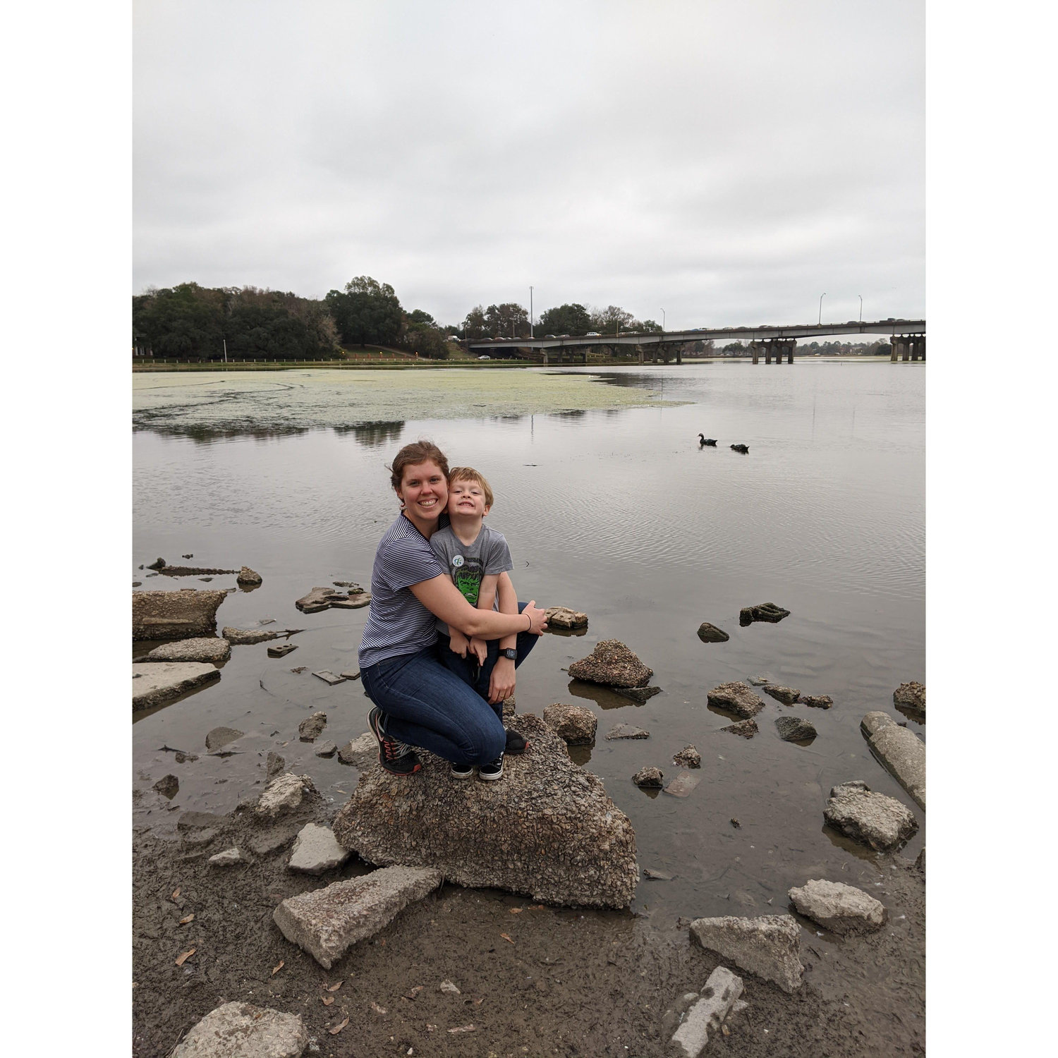 Wyatt and Mimi at the LSU Lakes during a Christmas visit in Louisiana. Circa 2020?
