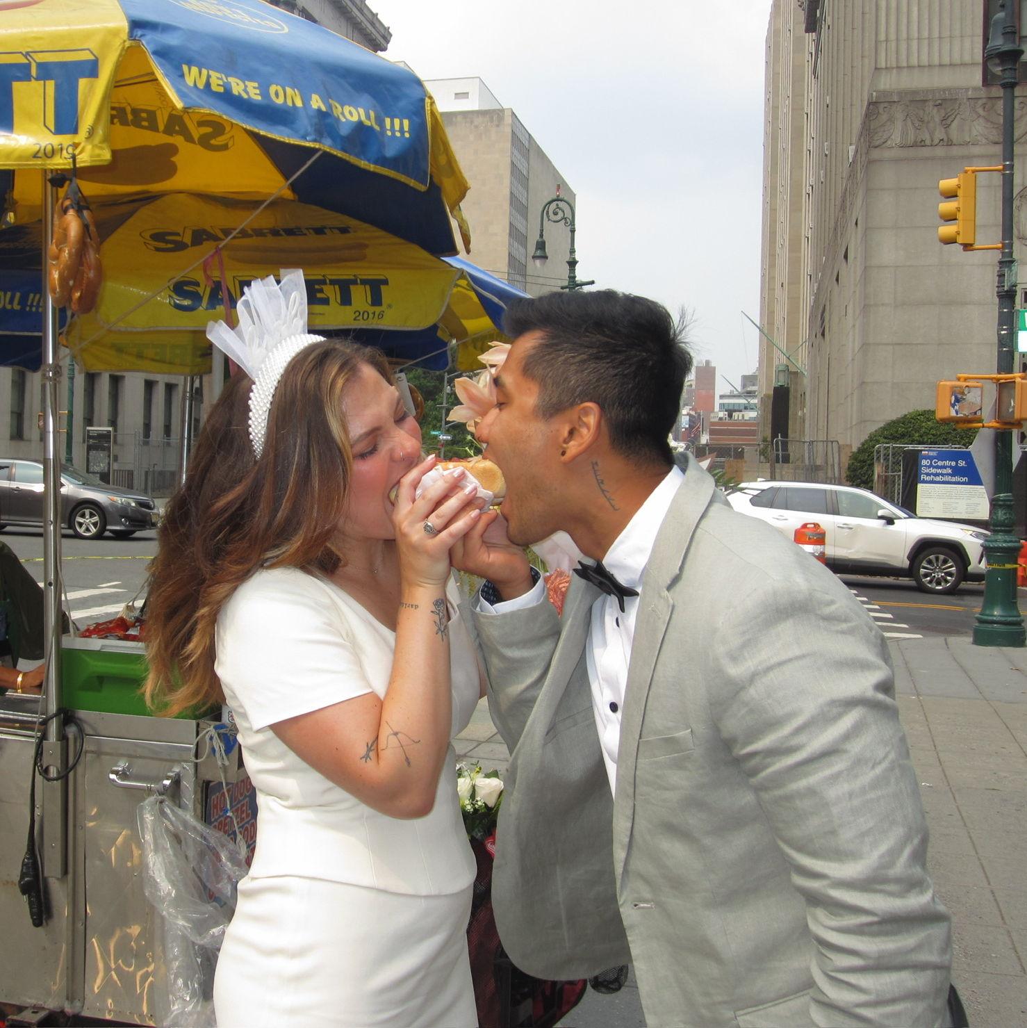 Raise your glass (or your hotdog) for the newlyweds!