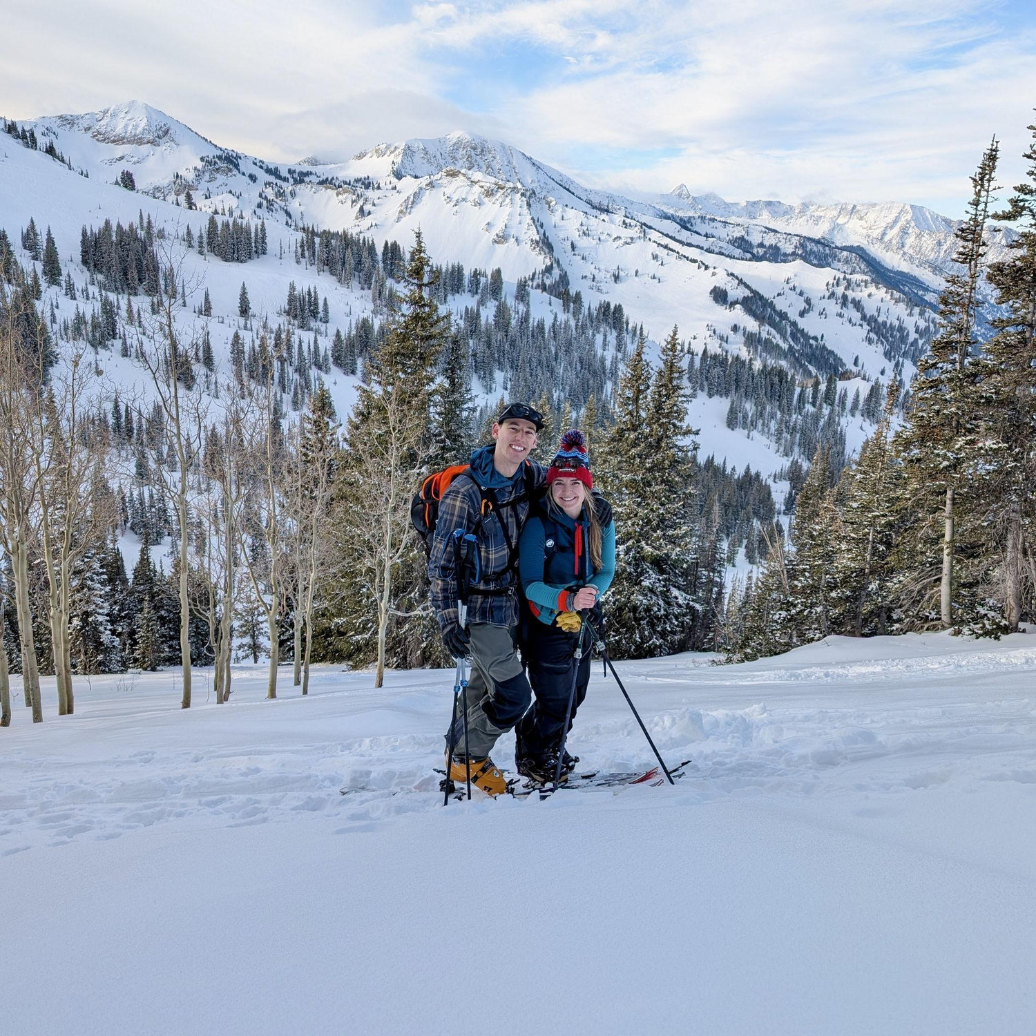 Our friend Scott took our engagement photos while backcountry skiing/boarding up Little Cottonwood Canyon!
