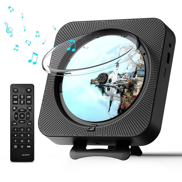 MICOCIOUS Portable CD Player with Bluetooth Desktop CD Player for Home CD Music Players withTimer,Built-in Dual Speakers with LED Display Home Audio Boombox FM Radio (Black)