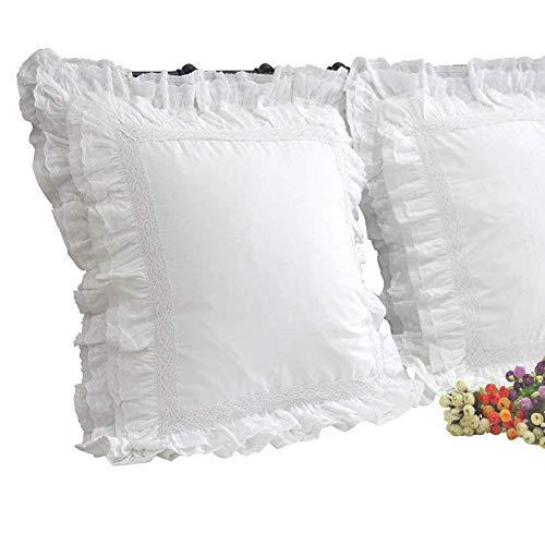 Queen's House Luxury Lace White Euro Shams Pillow Covers 26x26 Set of 2-M