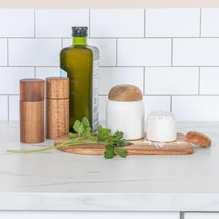 Unoique Marble Large Pinch Pot Canister with Wood Lid