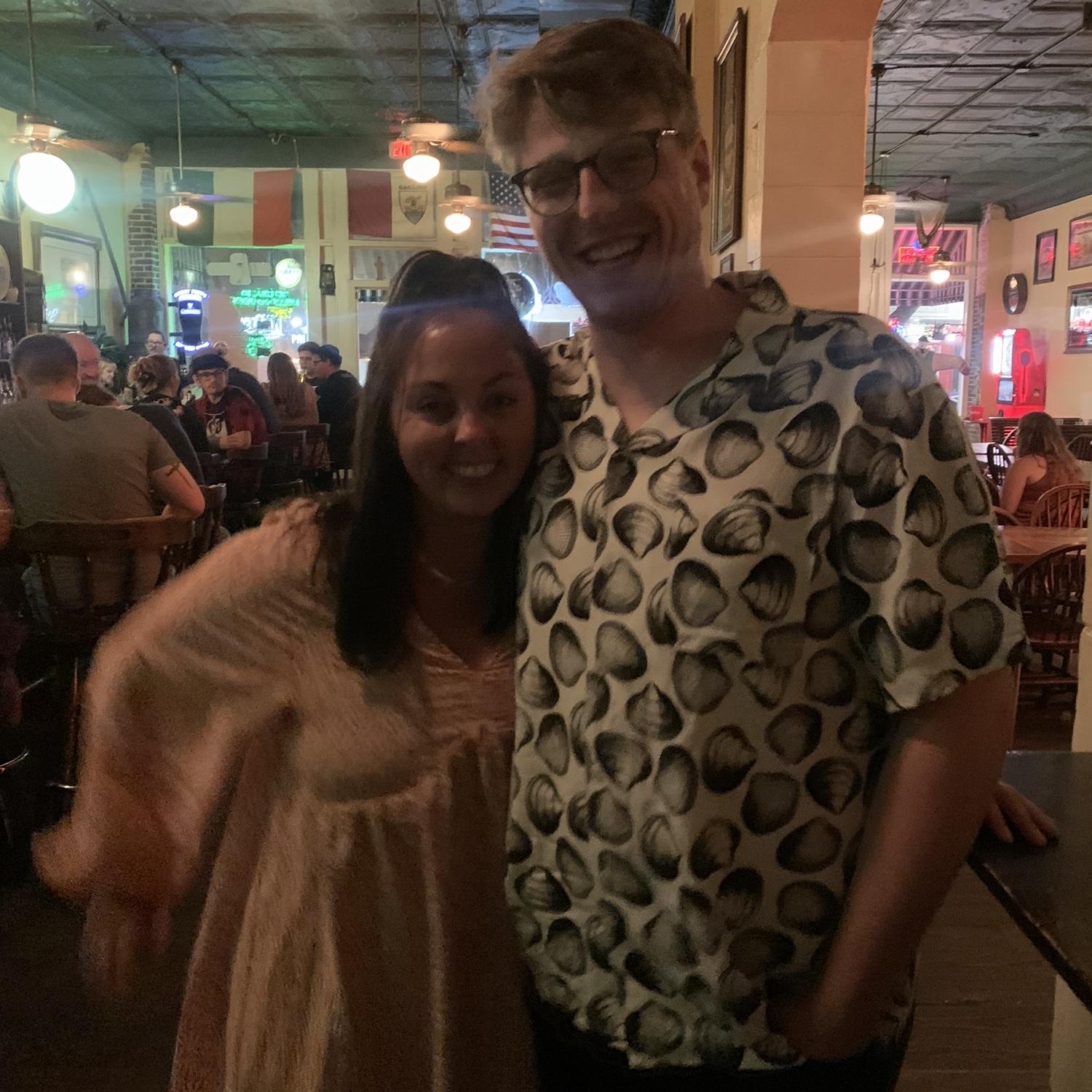 The first photo we took together! We were in Lakeland and are pictured here at Molly’s.