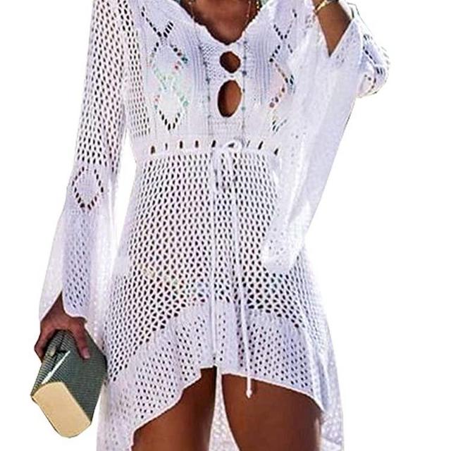 Wander Agio Beach Tops Sexy Perspective Cover Dresses Bikini Cover-ups Net Coverups