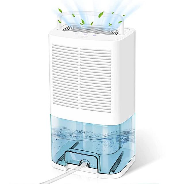 Gocheer Dehumidifier for Basements with Drain Hose, 550 Sq.ft Ultra Quiet Portable Dehumidifiers for Home Bedroom Bathroom Closet Kitchen RV Humidity Removal Air Dehumidifier with 68OZ Water Tank (blue)