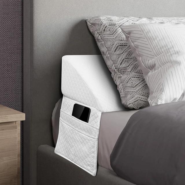 King Size（76"x10"x6"） Bed Wedge Pillow Headboard-Bed Gap Filler(0-6")-White Pillow Stopper-Triangle Bloster Pillow Wedge-Mattress Wedge Pillow to Fill The Gap-Stop Loosing Your Pillows,Phone&Glasses