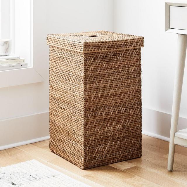 Modern Weave Lidded Hamper, Natural