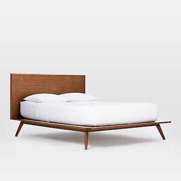 Mid-Century Platform Bed-Queen, Walnut