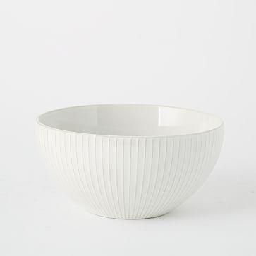Textured Serve Bowl, White Lines
