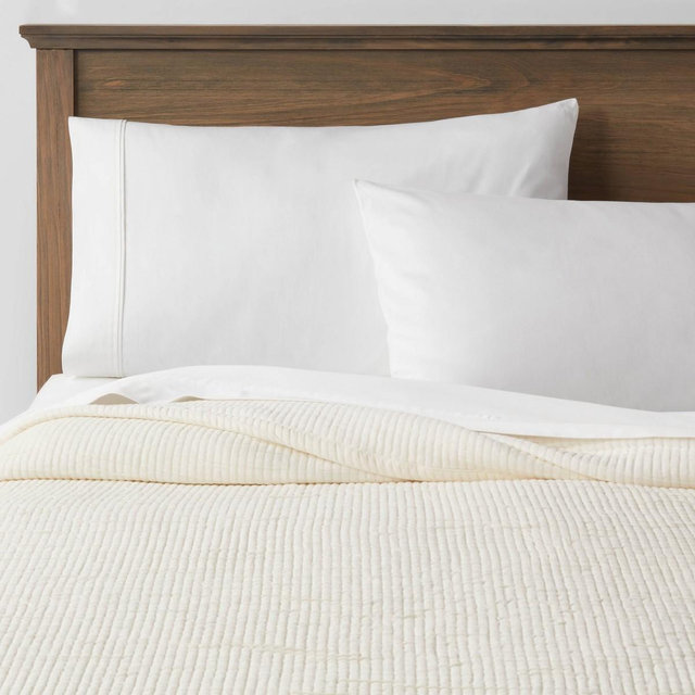 King Plus Double Cloth Quilt Cream - Threshold™