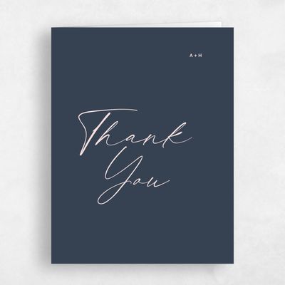 Blue Typography Wedding Thank You - Gilmore Portrait