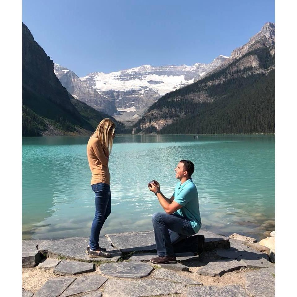 Ryan Proposes in front of Lake Louise on July 29th, 2018