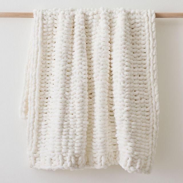 Mega Chenille Throw, Alabaster, 44x56
