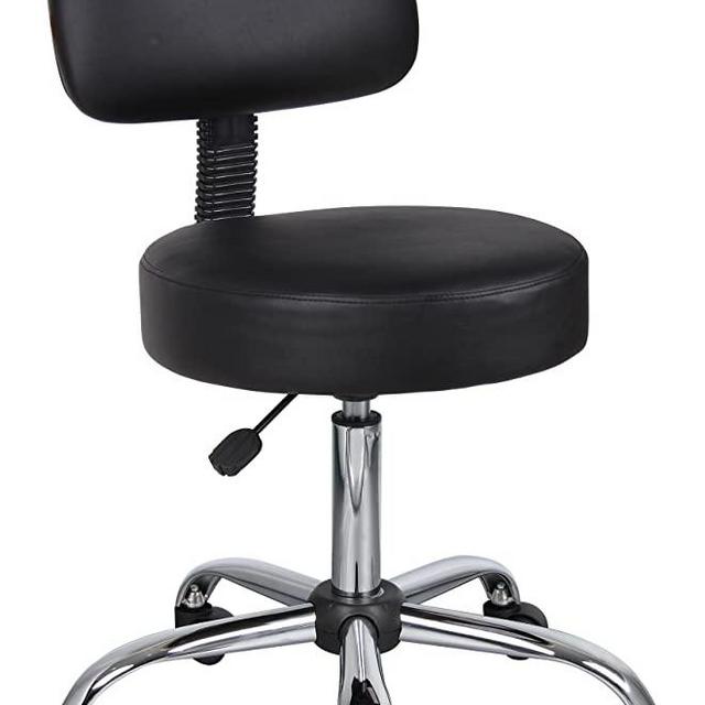 Boss Office Products Be Well Medical Spa Stool with Back in Black