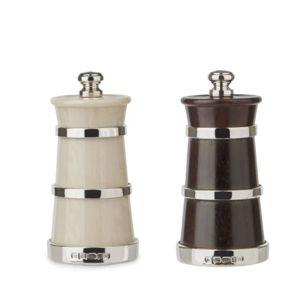 Silver Ivorine Salt & Rosewood Pepper Mill Set