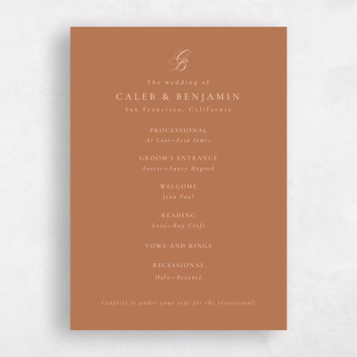 Tuscany, Orange Wedding Program - Twila