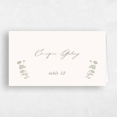 Green Boho Wedding Place Card - Dianora