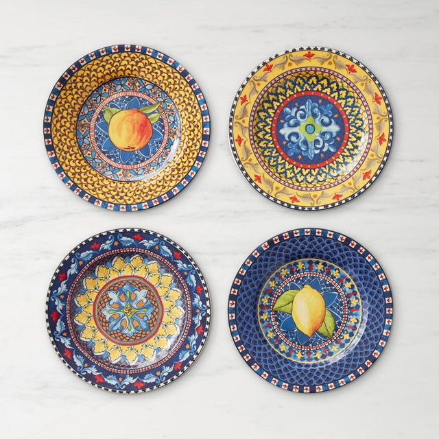Sicily Ceramic Mixed Salad Plates, Set of 8