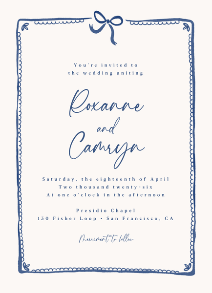 Galleria Portrait | Dusty Cobalt | Zola Wedding Invitations