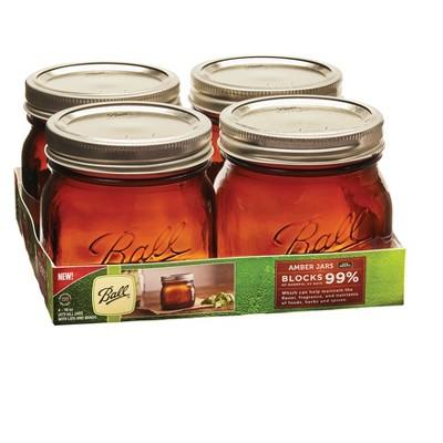 Ball 16oz 4pk Amber Jars Wide Mouth