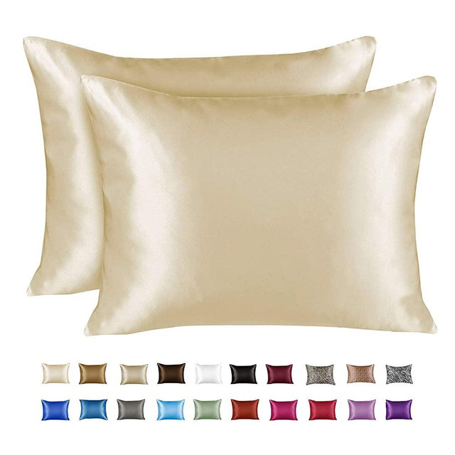 ShopBedding Luxury Satin Pillowcase for Hair – Queen Satin Pillowcase with Zipper, Ivory (Pillowcase Set of 2) – Blissford