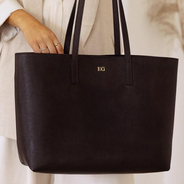 Leather Tote Bag, Saffiano Monogram Bag, Leather Monogram Tote, Shoulder Bag, Woman Leather Bag, Personalised Leather Tote, Leather Handbag