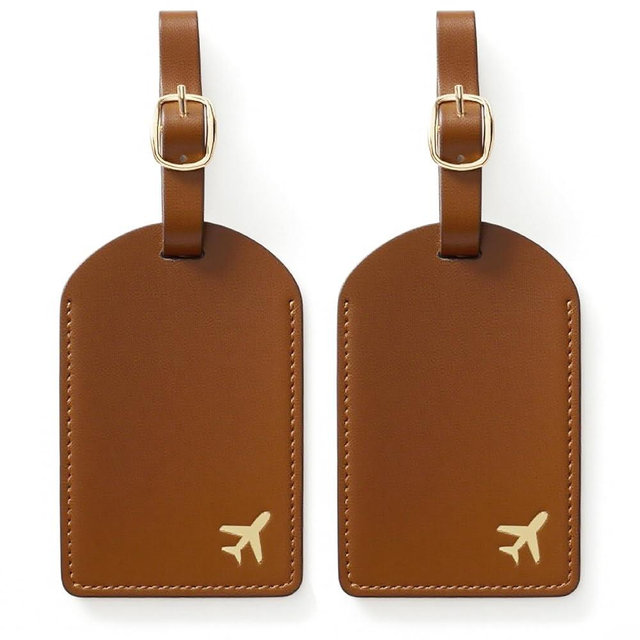 toTravelGear Luggage Tags for Suitcases,2 Pack PU Leather Privacy Protection Bag Tags Travel Accessories Essentials,Dark Brown