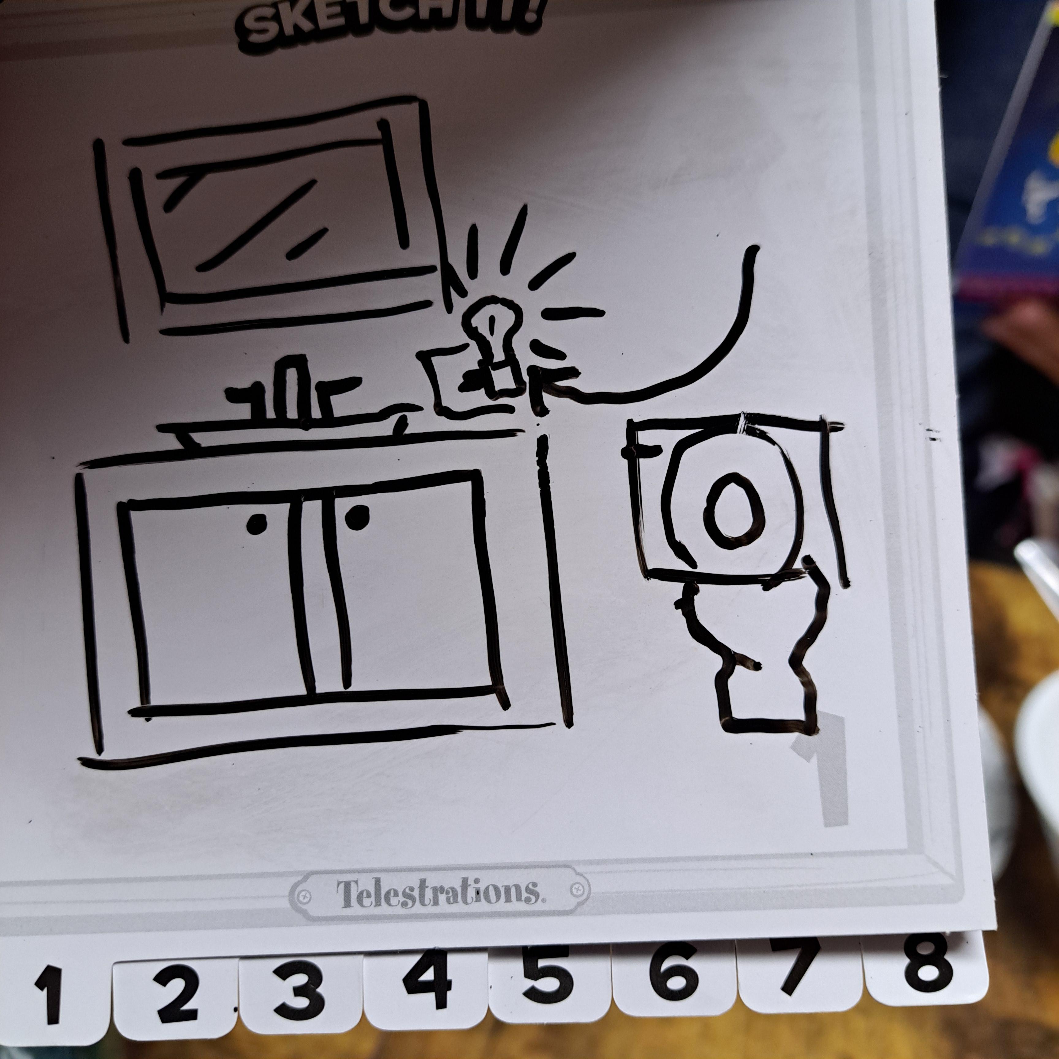 Telestrations! - All that work just to draw a night light! 😆 How is it Alex can draw so much in 30 seconds, while the rest of us draw stick figures!