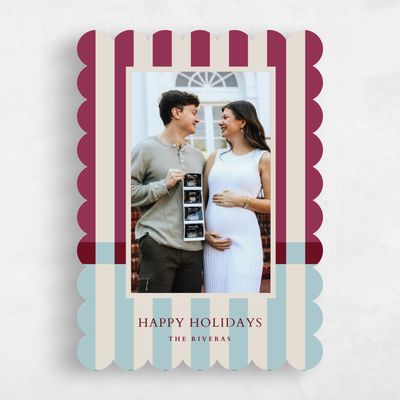 Red Scalloped Holiday Card - Charlotte