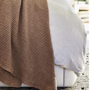 Organic Cotton 80"x80" Camel Brown Chunky Hand-Knit Bed Throw Blanket + Reviews | Crate & Barrel