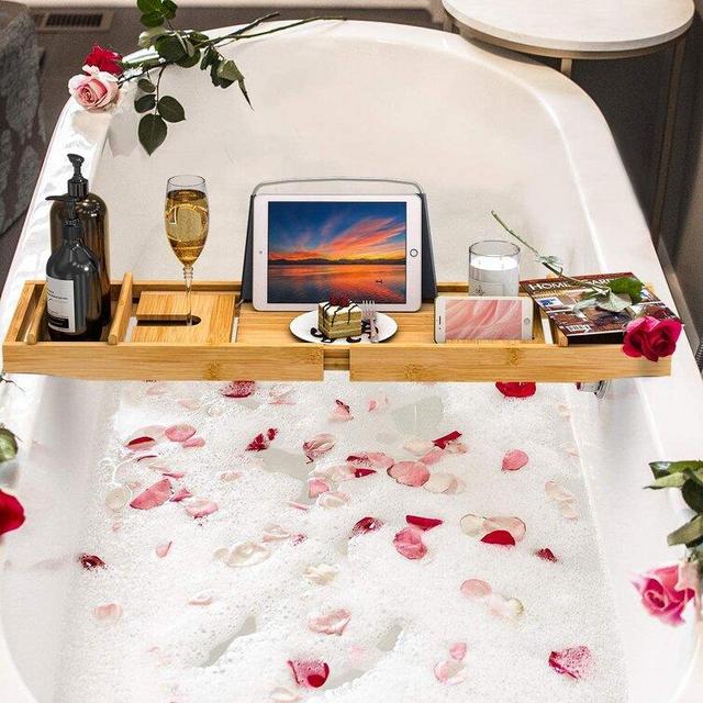 Shivani Freestanding Bamboo Bath Caddy