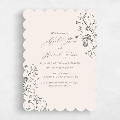 Beige Scalloped Wedding Invitation - Keole Portrait