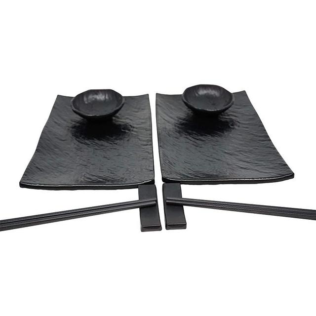 Sushi Unlimited Sushi Set for Two: Sushi Plates, Soy Sauce Bowls, Chopsticks, Includes Chopstick Holders!