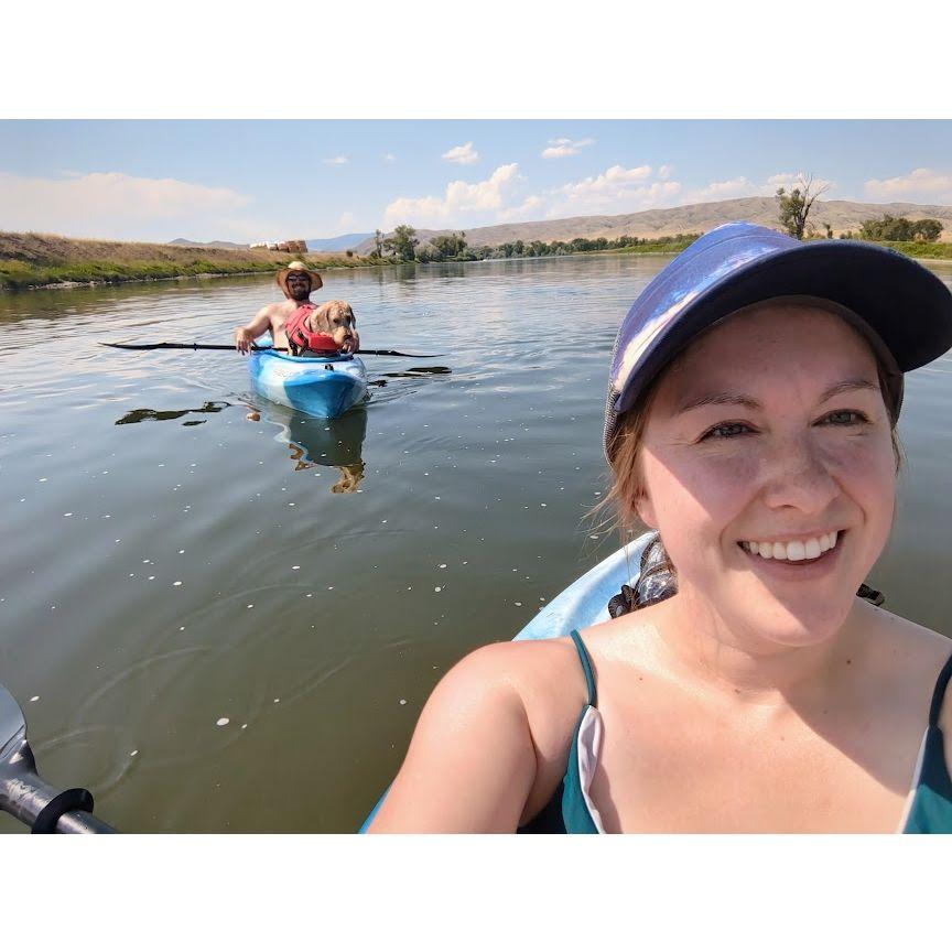 Taking Cooper out on kayaks Summer 2022