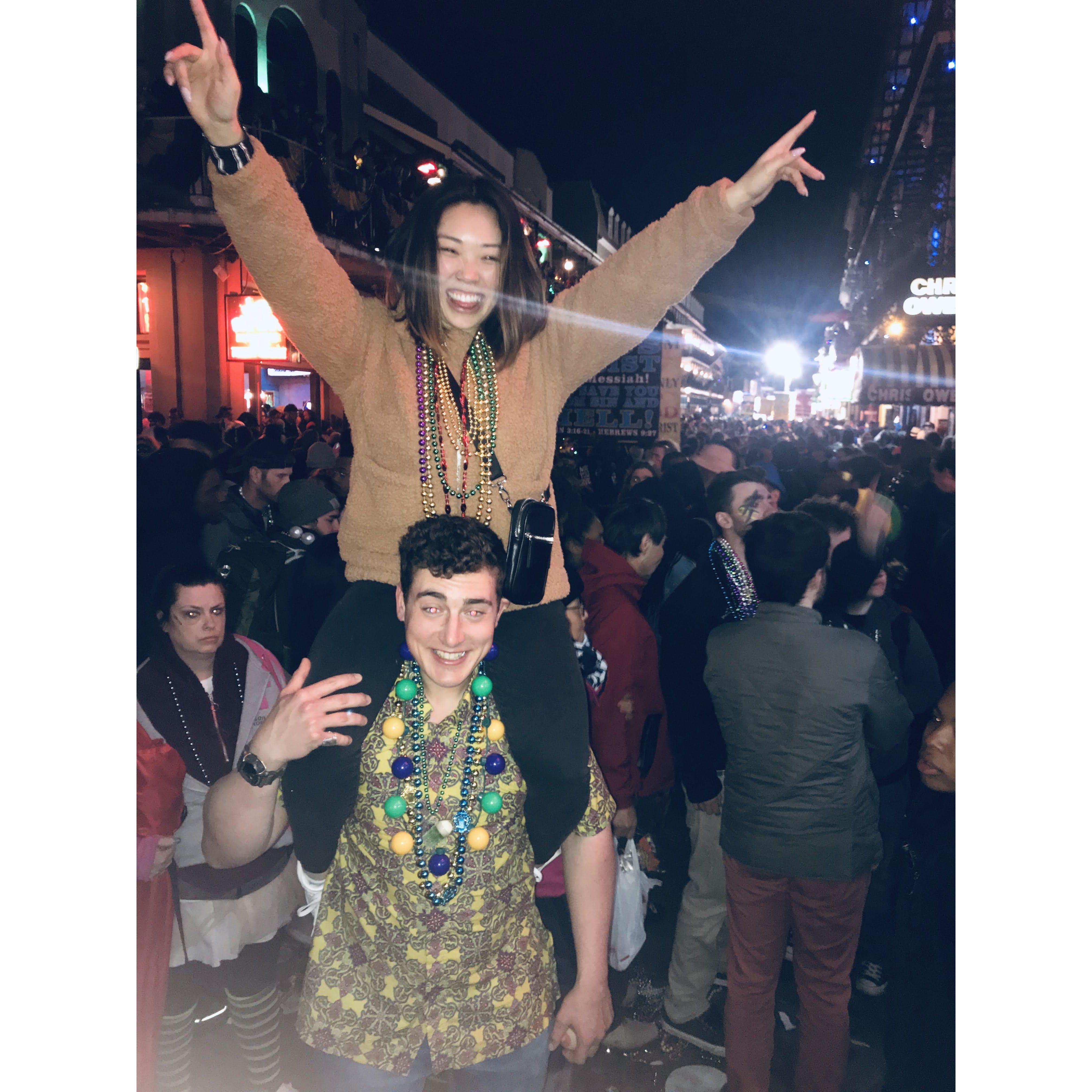 Dancing in the street at Mardi Gras in New Orleans (2019)