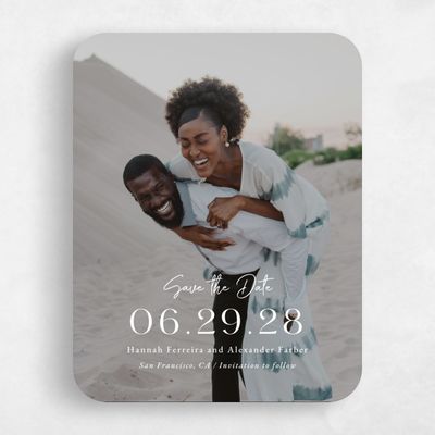 White Rounded Wedding Save the Date - Milford Photo
