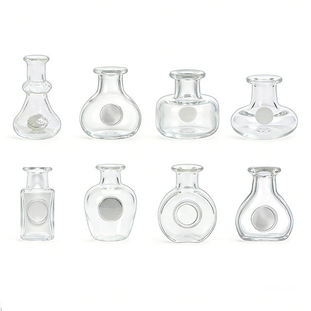 Mini Hydroponic Vase Fridge Magnets Set - Clear Glass Propagation Station for Real Flowers - Cute Kitchen & Locker Decor. (Transparent)