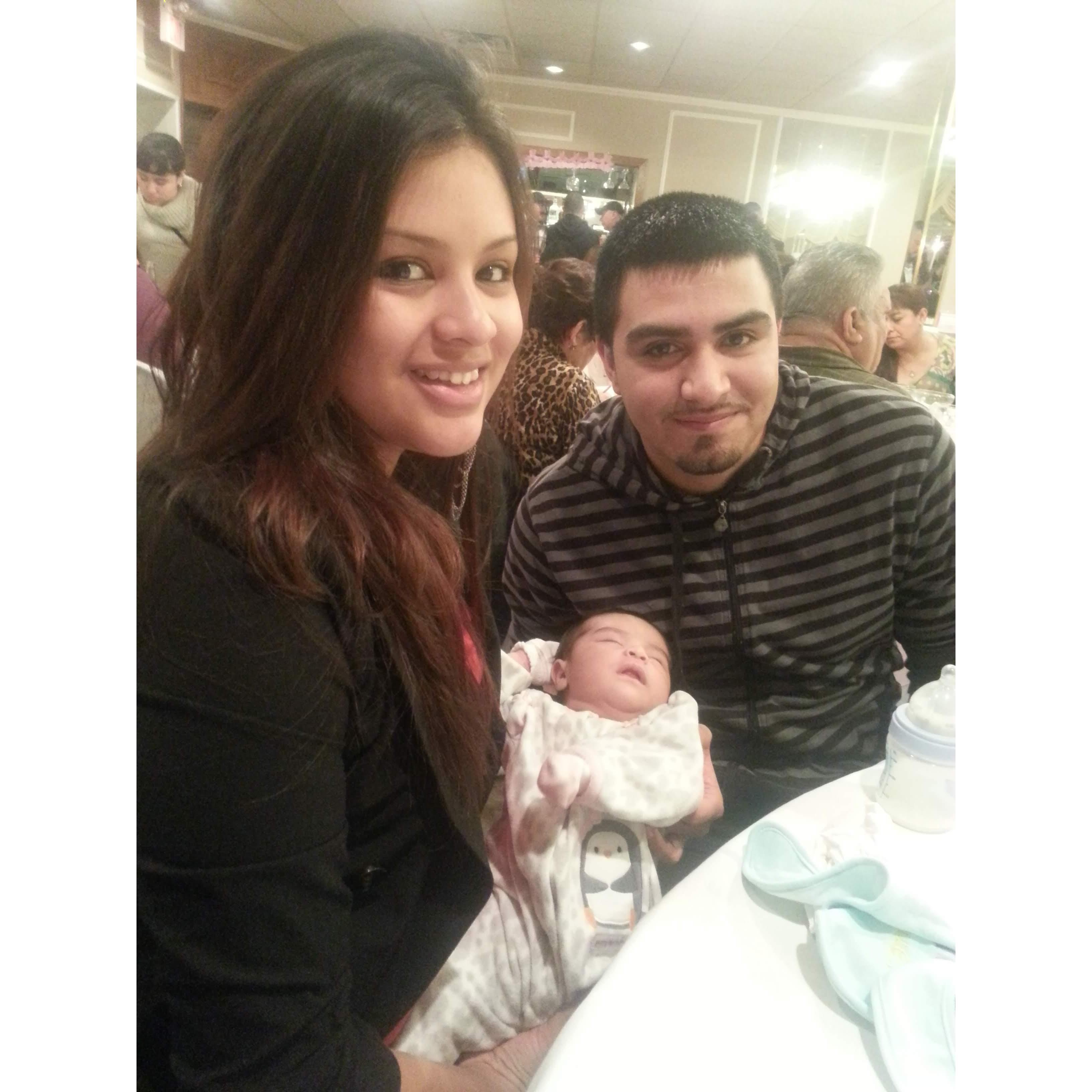 First time out as a family of three with Jazlene not even one month old.