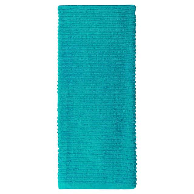 18"x28" 2pk Cotton Ridged Kitchen Towel Aqua - MUkitchen