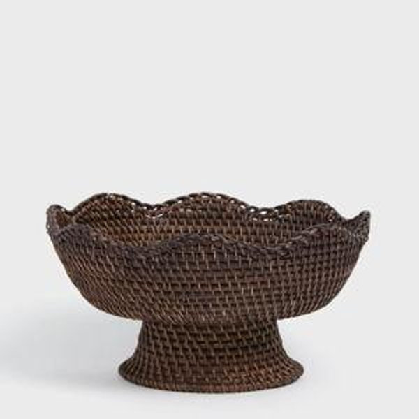 Dark Brown Rattan Footed Bowl