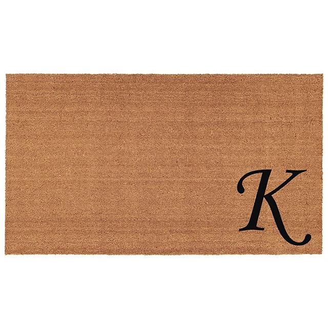 Home & More 153622436K Urban Chic Monogram Doormat (Letter K), Black/Natural, 24" x 36"