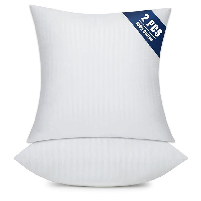 OKBA Set of 2 Throw Pillow Inserts, Hypoallergenic Soft & Firm Cushions with 100% Cotton Cover, 18x18 Pillows Filler for Side Sleepers, Sofa, Bed and Home Decor, Indoor Quality Hotel Pillows