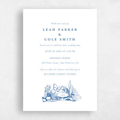 Dusty Cobalt, Blue Wedding Invitation - Kalinda Classic