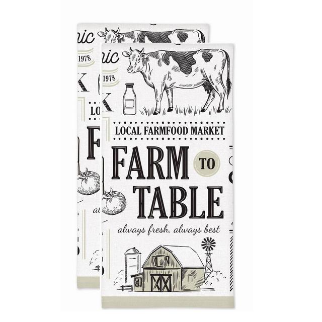 2pk Farm Animals Print Kitchen Towel - MU Kitchen